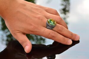 Doğal Arizona Turkuaz Taş Yüzük - 925 Ayar Gümüş Erkek Kartal Yüzük - Günlük Kullanım ve Özel Günler İçin İdeal (Stil-3) - Görsel 6