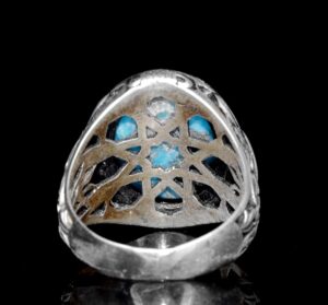 Erkekler için Sterlin Gümüş Yüzük - Doğal Arizona Turkuaz Taşı - Görsel 8