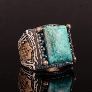 Gerçek Doğal Azurit Taşı Yüzük, 925 Ayar Gümüş Yüzük - Görsel 5