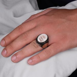 925 Ayar Gümüş Erkek Yüzüğü - Davud Yıldızı Takısı (İslami Hat) - Görsel 3