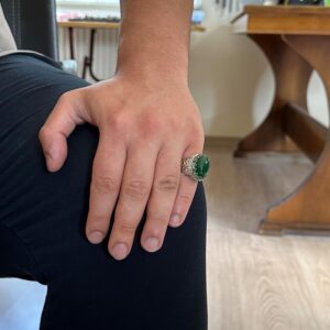 Gerçek Doğal Taş Yüzük - 925 Ayar Gümüş El Yapımı Yüzük (Jade) - Görsel 3