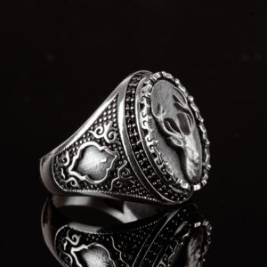 925 Ayar Gümüş Erkek Geyik Yüzük - Cesur ve İhtişamlı Tasarım, Günlük Kullanım ve Özel Günler için İdeal - Görsel 5