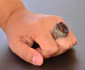 Gerçek Kırmızı Safir Taşlı Yüzük, 13.70 Karat, Safir Yüzük, Kral Yüzüğü, Erkekler için Gümüş Yüzük - Görsel 7