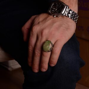 Gerçek Doğal Arizona Turkuaz Taş Yüzük,925 Ayar Gümüş Yüzük Doğum Günü Hediyeleri Yıldönümü için Oğul Sevgili Erkekler - Görsel 3