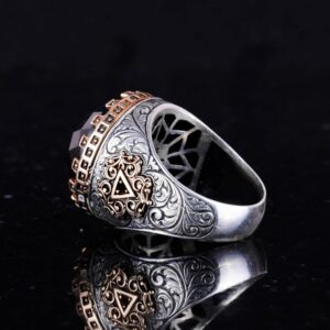 925 Ayar Gümüş Yüzük - Kral Yüzüğü - Doğal Olmayan Taş Yüzük - El Yapımı Yüzük Erkekler için (Oluşturulmuş oniks) - Görsel 7