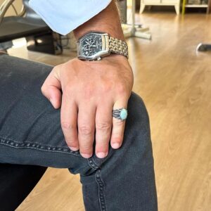 Gerçek Doğal Akuamarin Taşlı Sterlin Gümüş Pençe Yüzük - Balık Burcu için El Yapımı Yüzük, Sakinlik ve Spiritüel Farkındalık - Görsel 3