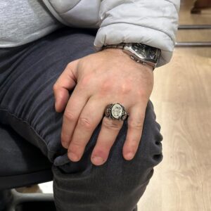 Kişiye Özel Monogram Gümüş Erkek Yüzük - 925K Katı Sterlin Gümüş Yüzük - Görsel 3