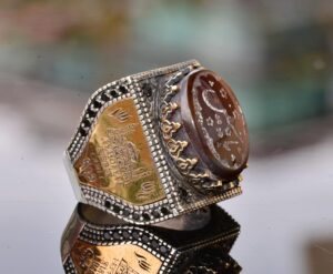 Doğal Akik Taş Yüzük - İslami Hediye, Erkek Yüzük, Ayar Gümüş - Görsel 4