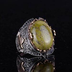 Doğal Unakite Taşlı Yüzük, 925 Ayar Saf Gümüş Erkek Yüzüğü, El Yapımı Tasarım - Görsel 4