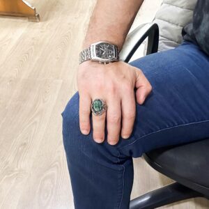 Şık El Yapımı Zümrüt Taşlı Yüzük, 925 Ayar Gümüş Yüzük - Görsel 3