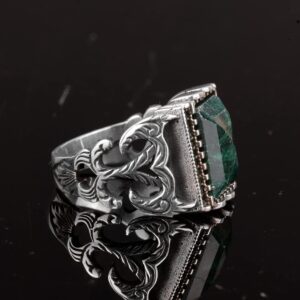 925 Ayar Gümüş Yüzük. Gerçek Doğal Taş Yüzük. (Zümrüt) - Görsel 4