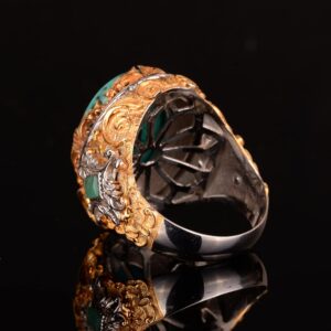 Gerçek Arizona Turkuaz Taşı Yüzük, 925 Ayar Gümüş Yüzük Erkekler İçin - Görsel 7