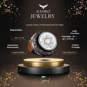 925 Ayar Gümüş Erkek Yüzük, Davut Yıldızı, Süleyman Yüzüğü, Yahudi Yüzüğü - Görsel 2