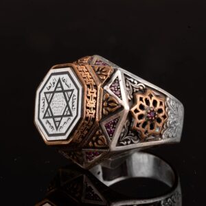 David of Star Solomon Tılsım Yüzüğü - 925 Ayar Gümüş Erkek Yüzüğü - Görsel 3