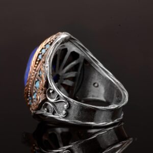 Gerçek Doğal Druzy Kristal Kuvars Taş Yüzük, 925 Ayar Gümüş Yüzük Erkekler için - Görsel 7