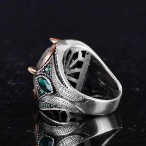 Doğal Zümrüt Taşlı Yüzük - 925 Ayar Gümüş Yüzük - El Yapımı Takı - Görsel 7