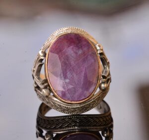 Gerçek Doğal Taş Yüzük - Gümüş Erkek El Yapımı Kılıç Yüzüğü (Yakut) - Görsel 5