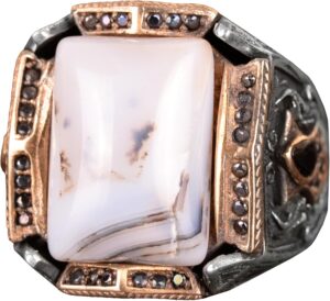 Gerçek Doğal Yemen Akik Taşı Yüzüğü - 925 Ayar Gümüş Yüzük - Görsel 1