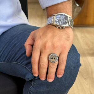 925 Ayar Gümüş Yüzük - Yunan Anahtarı Tasarımı Erkek Yüzüğü - El Yapımı Yüzük (Hayat Ağacı) - Görsel 3