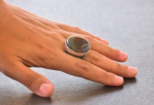 Gerçek Doğal Kan Taşı Yüzük, Katı Gümüş Yüzük, Bin Men Yüzük, Yeşil - Görsel 6