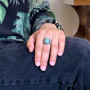 Gerçek Doğal Arizona Turkuaz Taş Yüzük, 925 Ayar Gümüş Yüzük, Minimalist El Yapımı Yüzük - Görsel 3