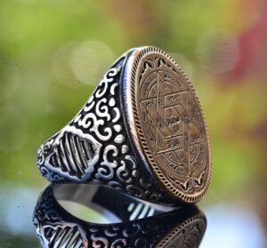 925 Ayar Gümüş Kral Süleyman Yüzüğü, Davut Yıldızı & Güç Mührü, Kabbala İlhamlı Büyük Yüzük - Görsel 5