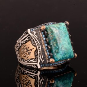 Gerçek Doğal Azurit Taşı Yüzük, 925 Ayar Gümüş Yüzük - Görsel 3