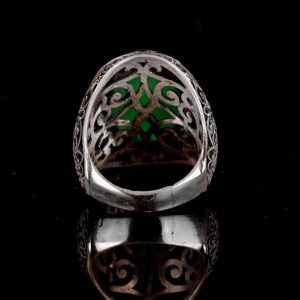 925 Ayar Gümüş Erkek Yüzük, Doğal Yeşim Taşı Yüzük - Görsel 5