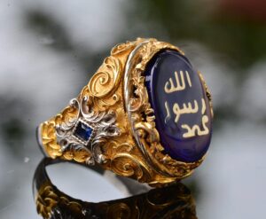 Erkek Sterling Gümüş İslami Yüzük - Müslüman Dini Hediye, Altın Kaplama - Görsel 4