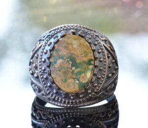 Doğal Arizona Turkuaz Taş Yüzük, Bizans Yüzüğü, Gümüş Yüzük - Görsel 8