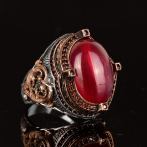 Gerçek Doğal Star Ruby Taşlı Yüzük, Sultan Yüzüğü, El Yapımı Kral Yüzüğü, 925 Ayar Gümüş Yüzük Erkekler İçin - Görsel 4