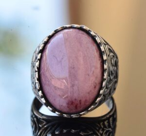 925 Ayar Gümüş Yüzük - Gerçek Doğal Taş Yüzük - Rhodonit - Görsel 8