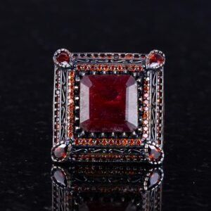 Gerçek Doğal Yakut Taşlı Yüzük, Erkekler İçin El Yapımı Yüzük, 925 Ayar Gümüş Yüzük - Görsel 2