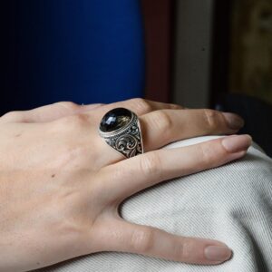 Gerçek Doğal Taş Yüzük, 925 Ayar Gümüş Yüzük (Dumanlı Kuvars) - Görsel 7