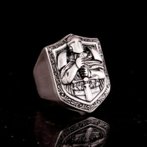 Haçlı Şövalye Gümüş Yüzük, 925 Ayar Gümüş Erkek Yüzük, Şövalye Tapınakçı Yüzüğü - Görsel 4