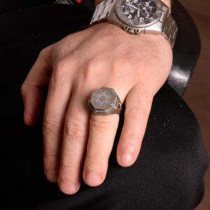 925 Ayar Gümüş Yüzük, Davud Yıldızı Yüzüğü, Süleyman'ın Mühürü Erkek Yüzüğü, Dini Erkek Yüzüğü (Özelleştirilebilir) - Görsel 3