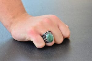 Zarif Taş Koleksiyonu için Erkekler: 925 Ayar Gümüş Yüzükler - Doğal Taş Seçimi (Krisopras) - Görsel 7