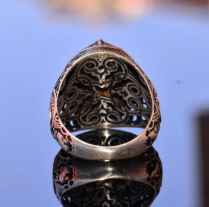 Şık Arapça Hat Yazılı Yüzük - Gümüş Erkek Dini İslami Hediye - Görsel 7