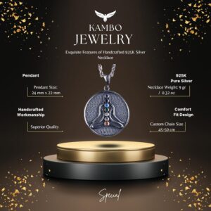 925 Ayar Gümüş Chakra Kolye – 7 Chakra Taşı ile Yoga Meditasyon Takısı – Erkekler ve Kadınlar Kolye - Görsel 2