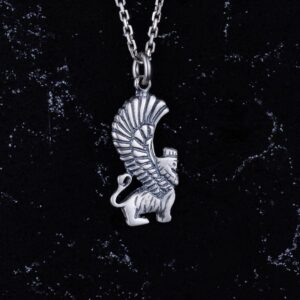 925 Ayar Gümüş Kanatlı Aslan Kolye - El Yapımı Mitolojik Takı - Koruyucu Sembol Kolye - Görsel 4