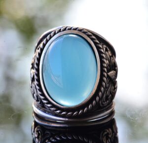 Erkekler için Şık Doğal Kalsedon Taş Koleksiyonu: 925 Ayar Gümüş Yüzükler - Görsel 5