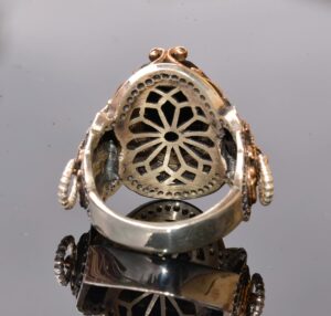 El Yapımı 925 Ayar Gümüş Erkek Yüzük, Gerçek Kan Taşı Yüzük, Aslan Tasarımı, Altın Kaplama Doğum Taşı Yüzüğü (Kan Taşı) - Görsel 8