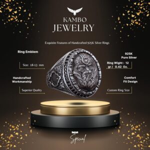 925 Ayar Gümüş Erkek Viking Savaşçı Yüzük - Cesur ve Tarihi Tasarım, Günlük Kullanım ve Özel Günler İçin İdeal - Görsel 2