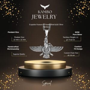 925 Ayar Gümüş Erkek Kolye - Gümüş Faravahar Kolye - Zerdüştçülüğün Manevi Sembolü - Spiritüel Takı - Görsel 2