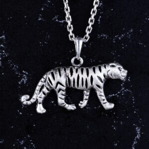 925 Ayar Gümüş Kaplan Kolye - El Yapımı Hayvan Sembolu Kolye Erkekler ve Kadınlar için - Görsel 4