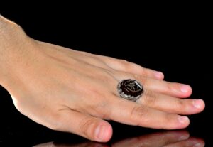 İslami Yüzük | Erkek Gümüş Yüzük | Doğal Akik Taşı ile Şık Dini Yüzük - Görsel 6