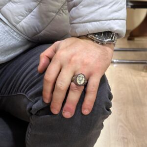 925 Ayar Katı Gümüş Yüzük - Monogram Kişiselleştirilmiş Harf Yüzüğü - Özel El Yapımı Gümüş Erkek Yüzüğü - Görsel 3