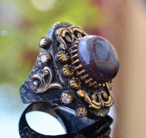 Doğal Yıldız Yakutu Taşlı, Antika Yüzük, 925 Ayar Gümüş Erkek Yüzük, Gümüş Erkek Aksesuar, Mor - Görsel 4