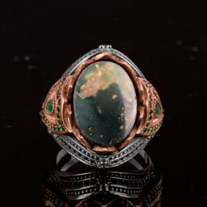 Gerçek Doğal Arizona Turkuaz Taşlı Yüzük - 925 Ayar Gümüş Erkek Yüzük - Görsel 6