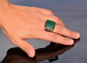 Gerçek Zümrüt Doğal Taş Yüzük, Sultan Yüzüğü, Gümüş Erkek Yüzüğü - Görsel 6